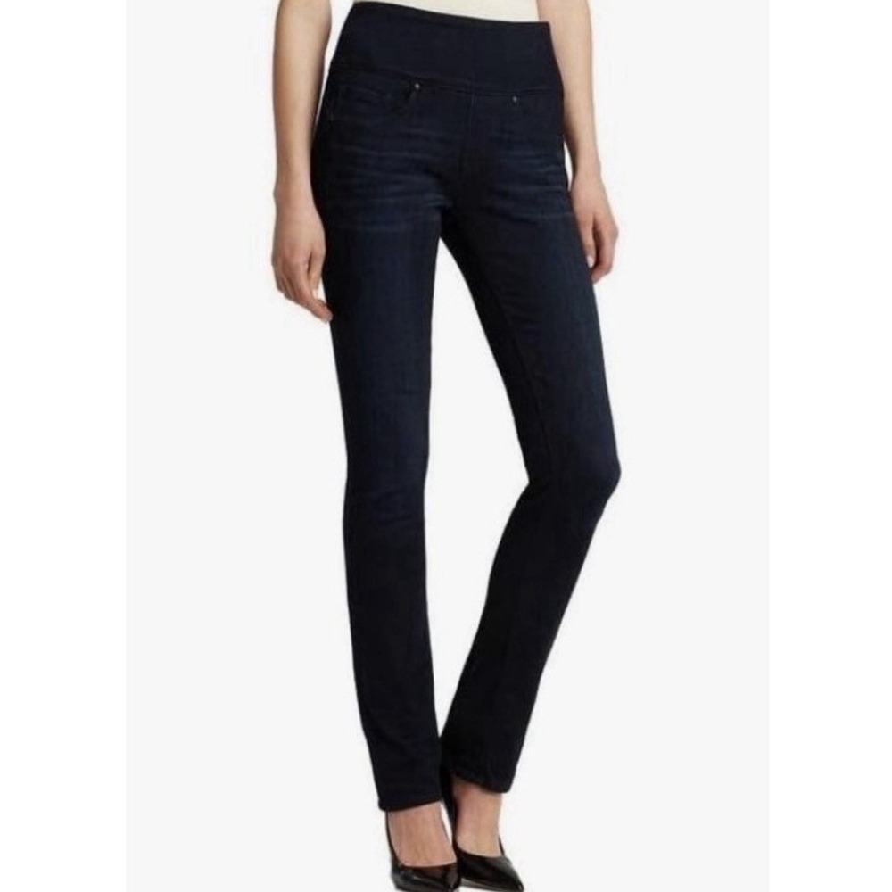 SPANX The Signature Straight Leg Jeans High Waisted Side Zip Elastic Waist Sz 26